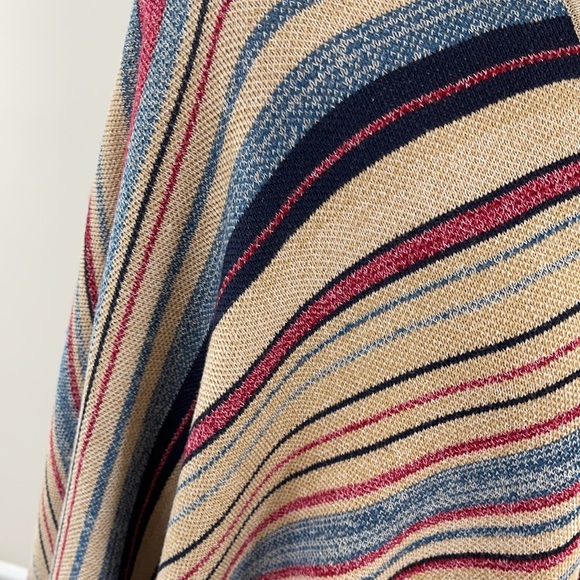 Janice Women’s Multi-Color Geometric Stripe Lace-Up Detail Poncho - Picture 6 of 16